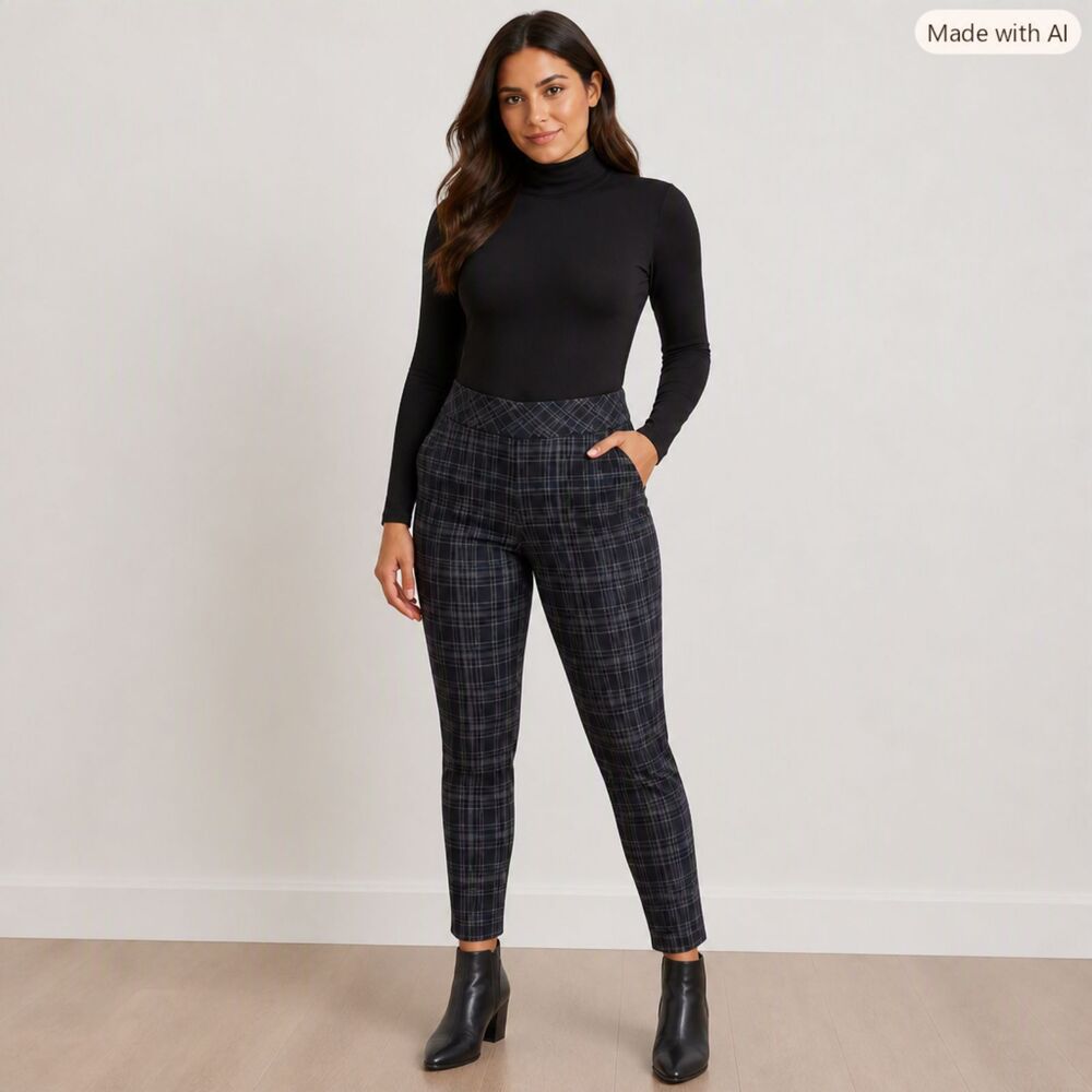 Studio by Torrid Navy & Gray Plaid Skinny Pants – Size 1R (37")